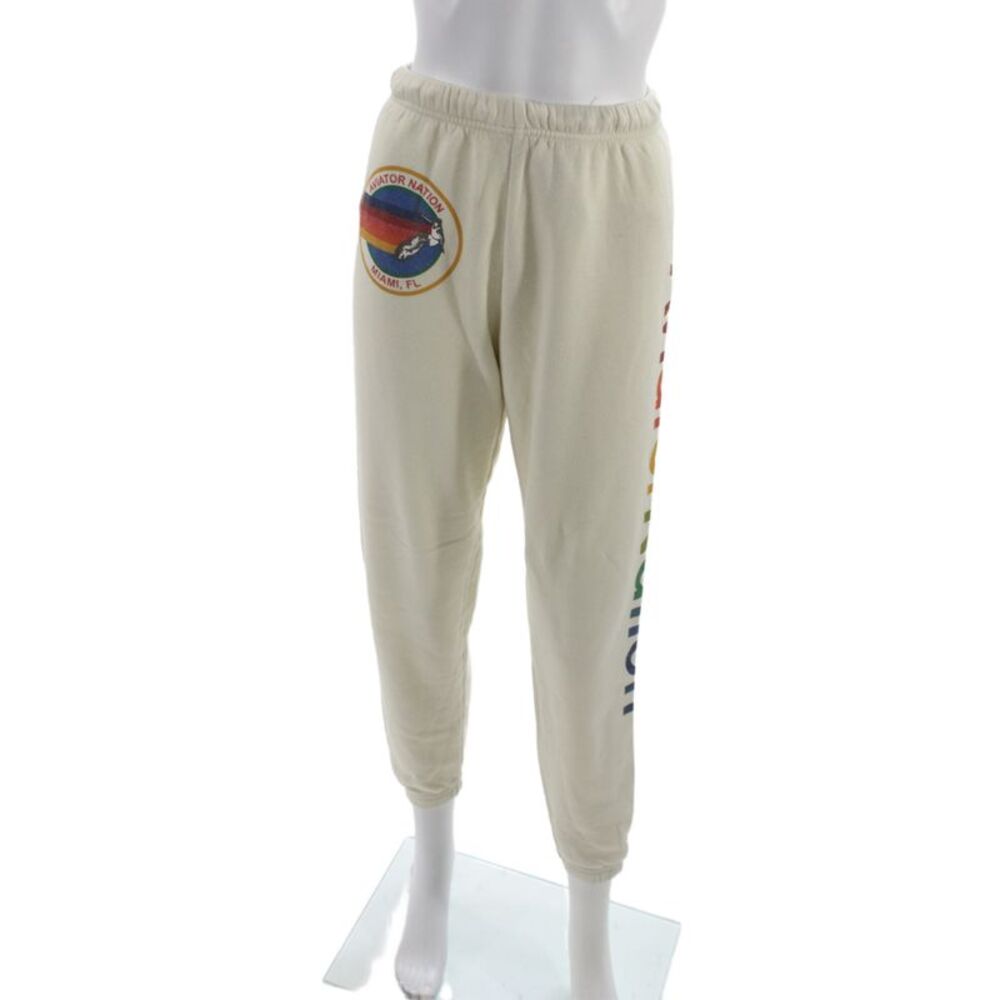 Aviator Nation Unisex Beige Graphic Sweatpants Drawstring Size XS